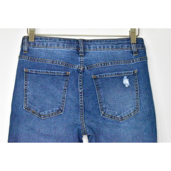 Harper Heritage Mid Rise Destructed Skinny Jeans Raw Hem Size 28 Medium Wash - Picture 11 of 14